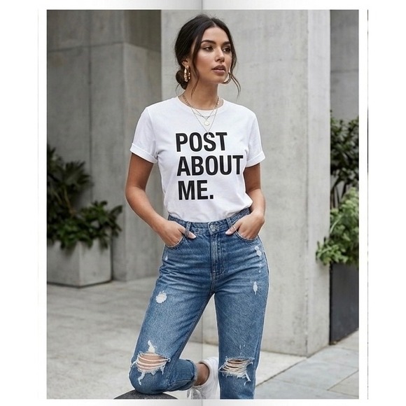 Zara Tops - Zara Text T Shirt Tee Size Med Black/White Minimalist Post Ironic Streetwear